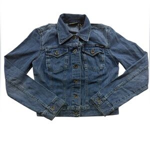 DKNY Jeans Cropped Button Front Denim Jacket Style W140309 SzSm